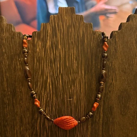 MIRIAM HASKELL Brown and Orange Beaded CHOKER - Picture 1 of 11